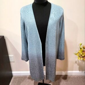 Jones New York ombre brown/blue. Metallic open cardigan/sweater/jacket.XL mint